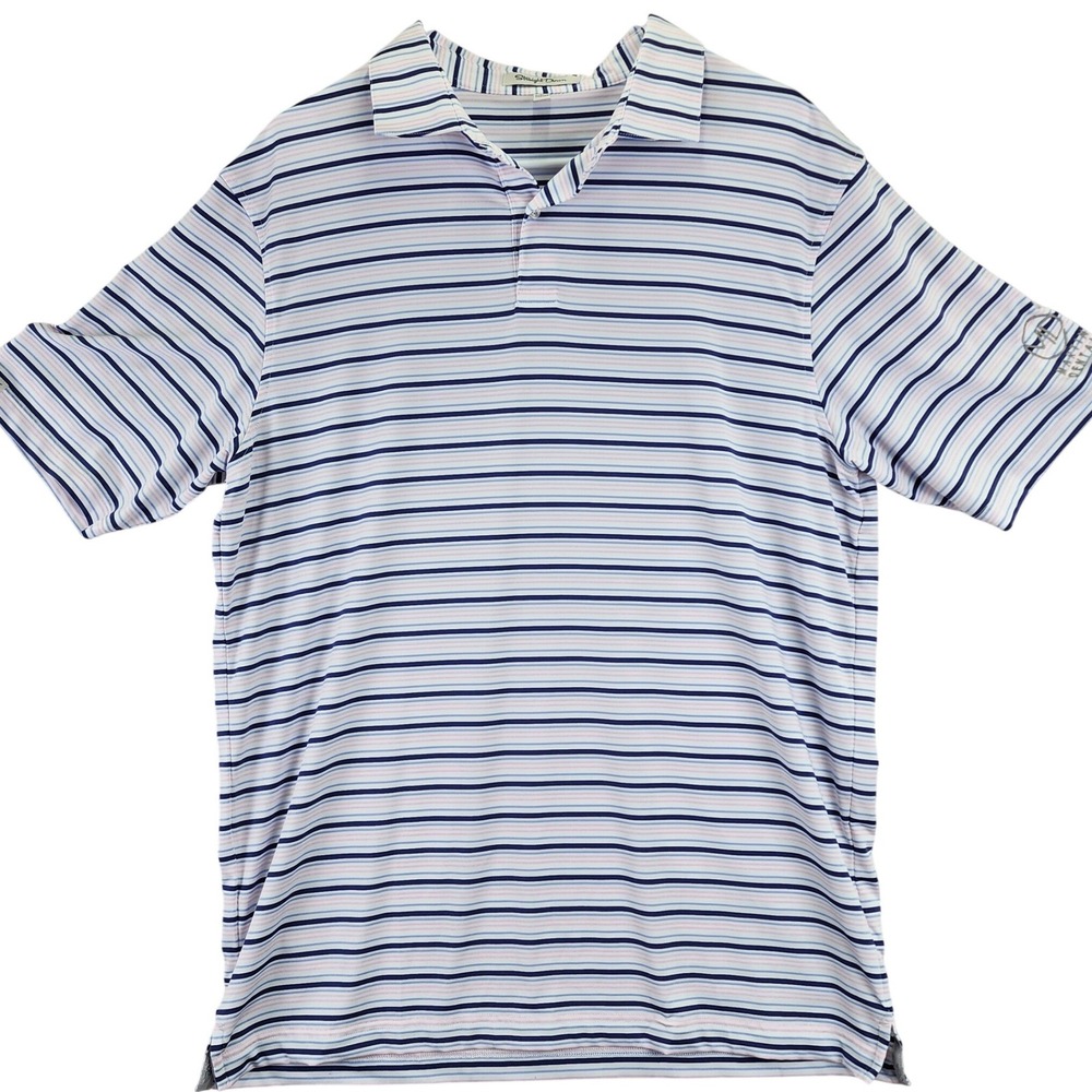 Straight Down‎ Mens Golf Polo Shirt Striped Short Sleeve Collared Size L